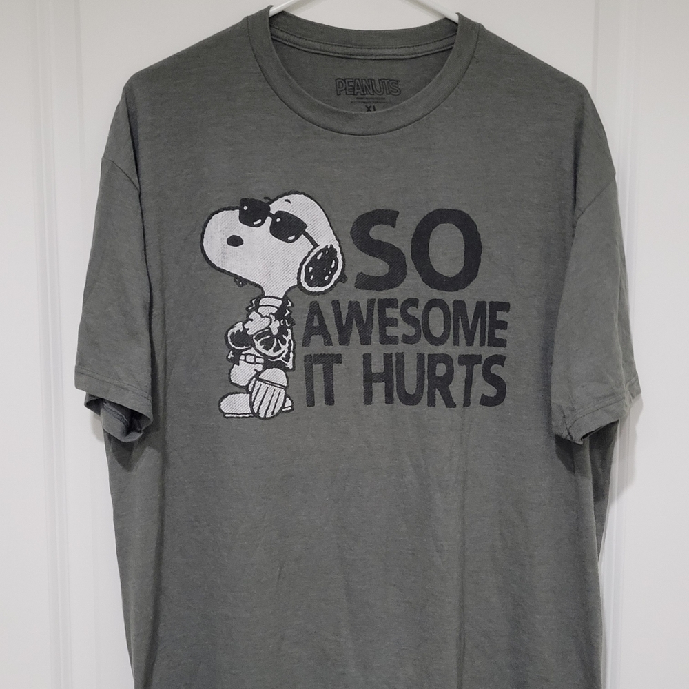 Peanuts Snoopy Mens So Awesome It Hurts Graphic T Shirt